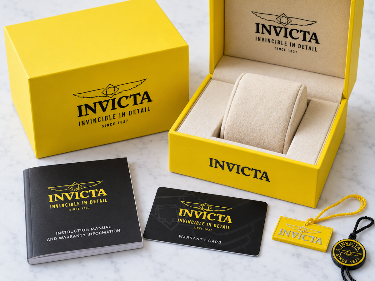 Invicta watch packaging tags and documents