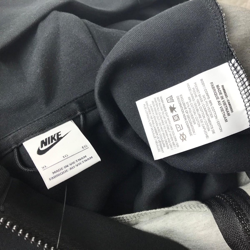 Nike clothing care label and style number authenticity check